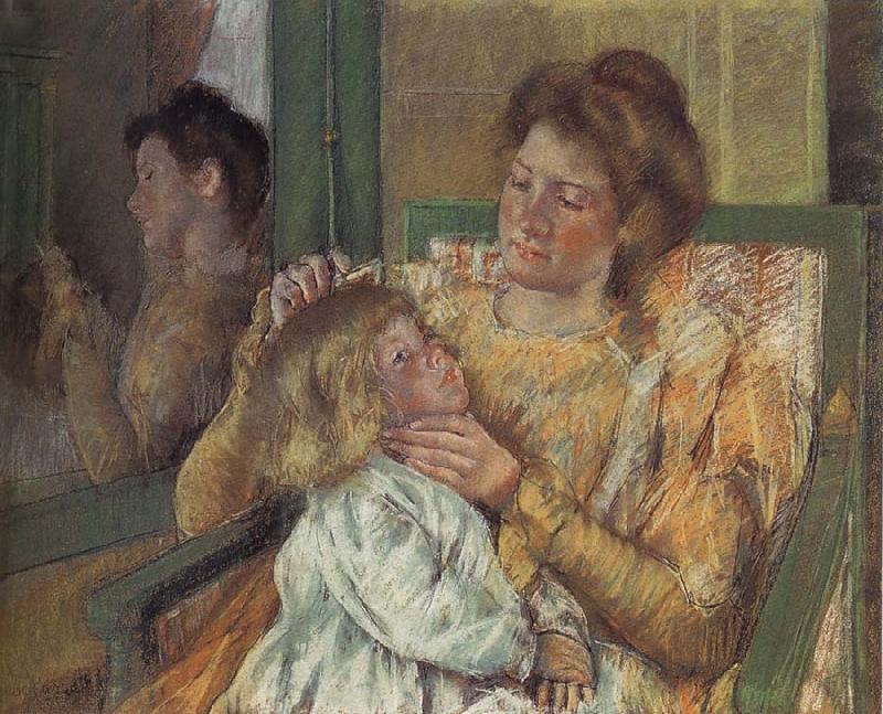 Mary Cassatt Mother doing up daughter-s hair China oil painting art